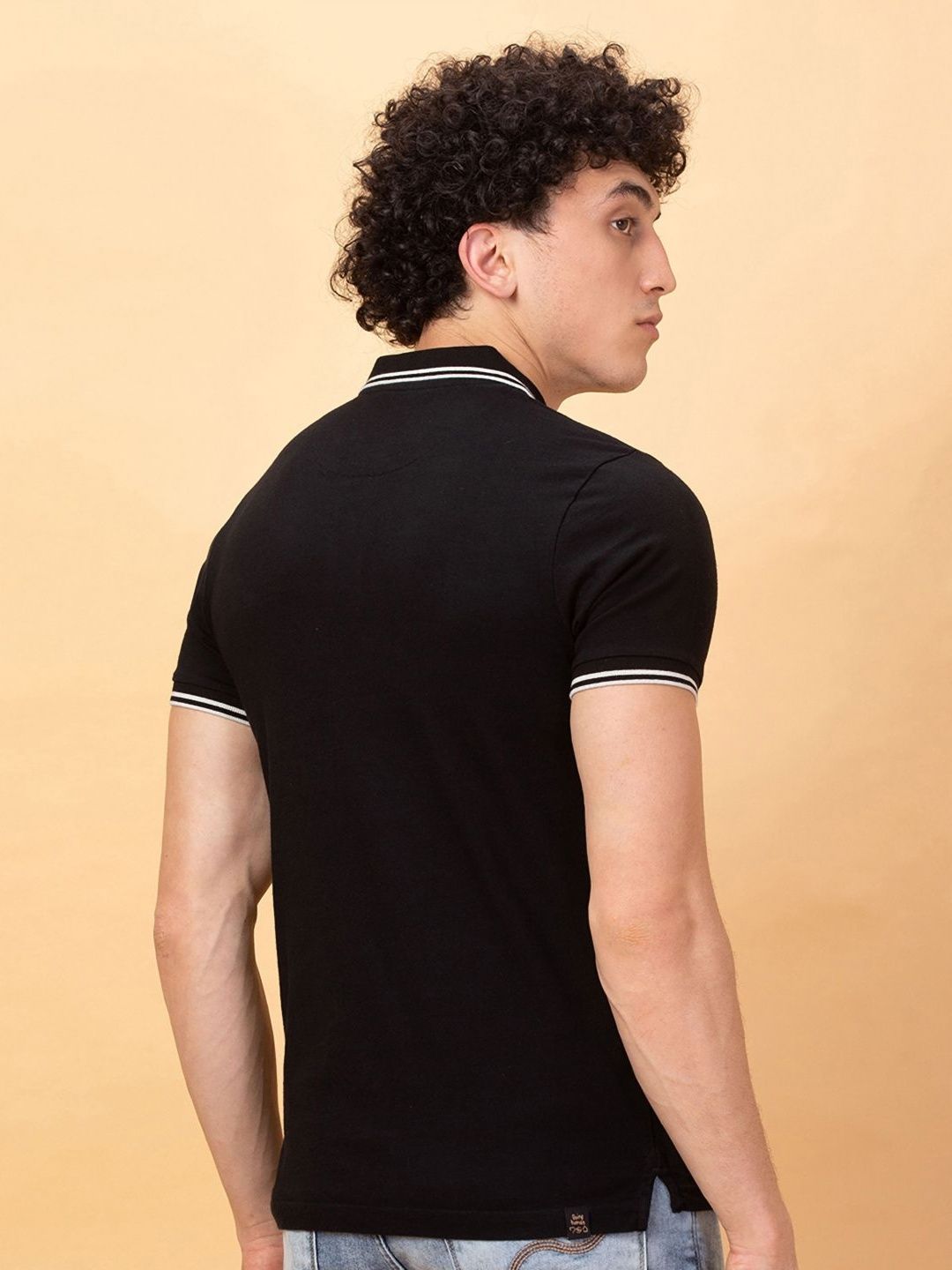 Being Human Men Colourblocked Polo Collar Applique Pure Cotton T-shirt