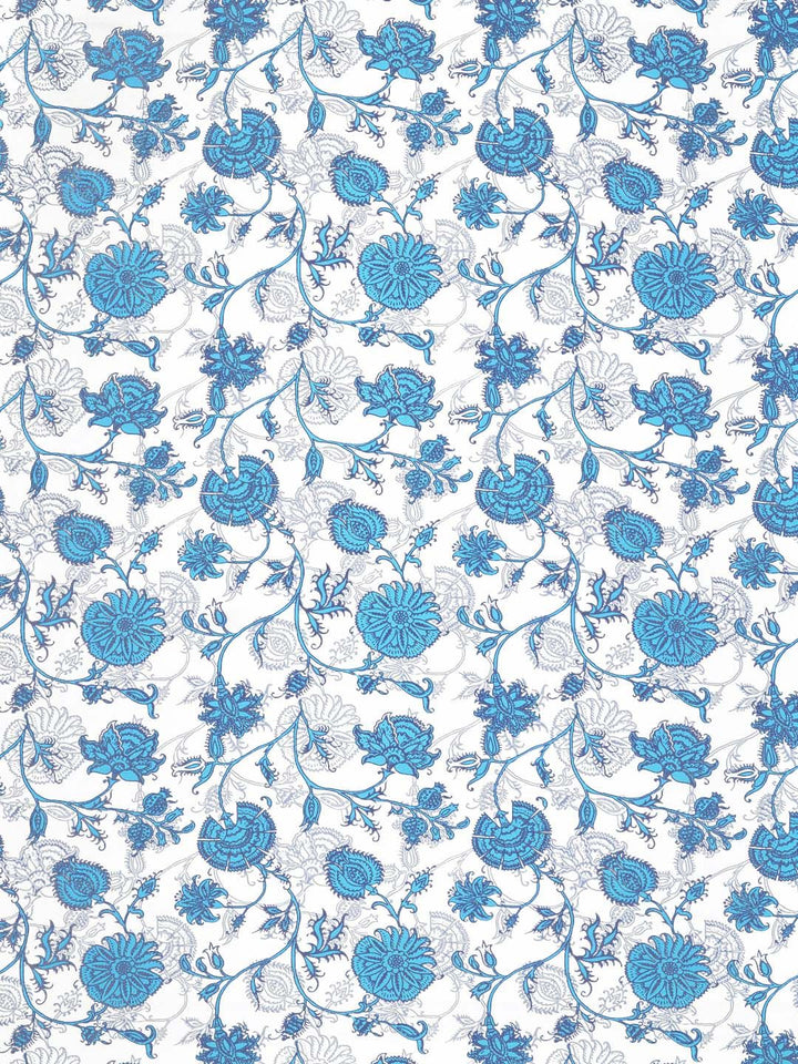 Story@home Blue White Floral Cotton 144 TC Queen Bedsheet With 2 Pillow Covers