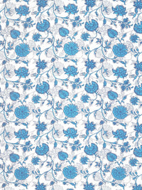 Story@home Blue White Floral Cotton 144 TC Queen Bedsheet With 2 Pillow Covers