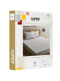 KLOTTHE Beige Chevron Cotton 300 TC Dilengkapi Cadar King Halus dengan 2 Sarung Bantal-98 x 87 inci