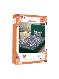 Myntra Elegant Homes Blue Floral 300 TC Single Bedsheet with 1 Pillow Covers