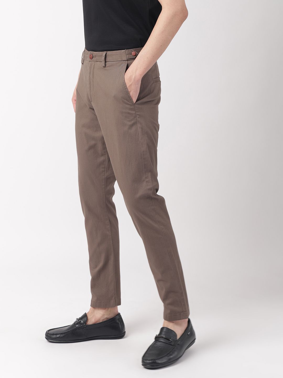 RARE RABBIT Trans Mid-Rise Slim Fit Pleated Cotton Trouser