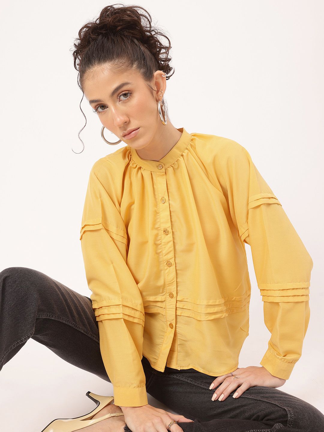 DressBerry Elevated Simplicity Pleated Shirt