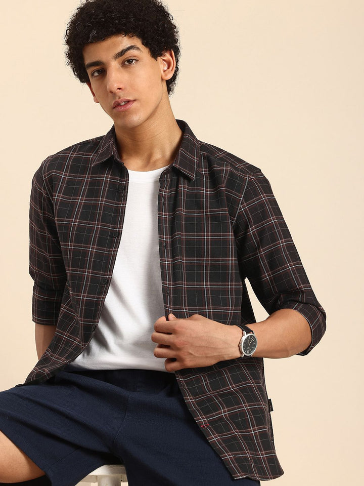 Being Human Pure Cotton Slim Fit Checked Casual Shirt