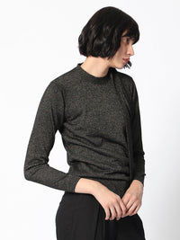 RAREISM Self Design Tie Ups Detail Long Sleeves Shimmer Top