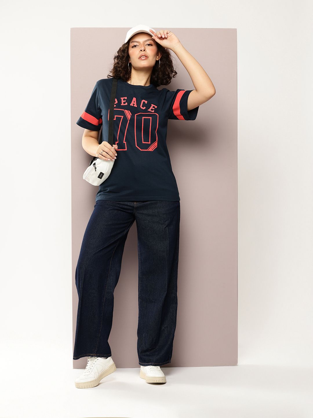 DILLINGER Women Oversized Printed Crew Neck Tshirt