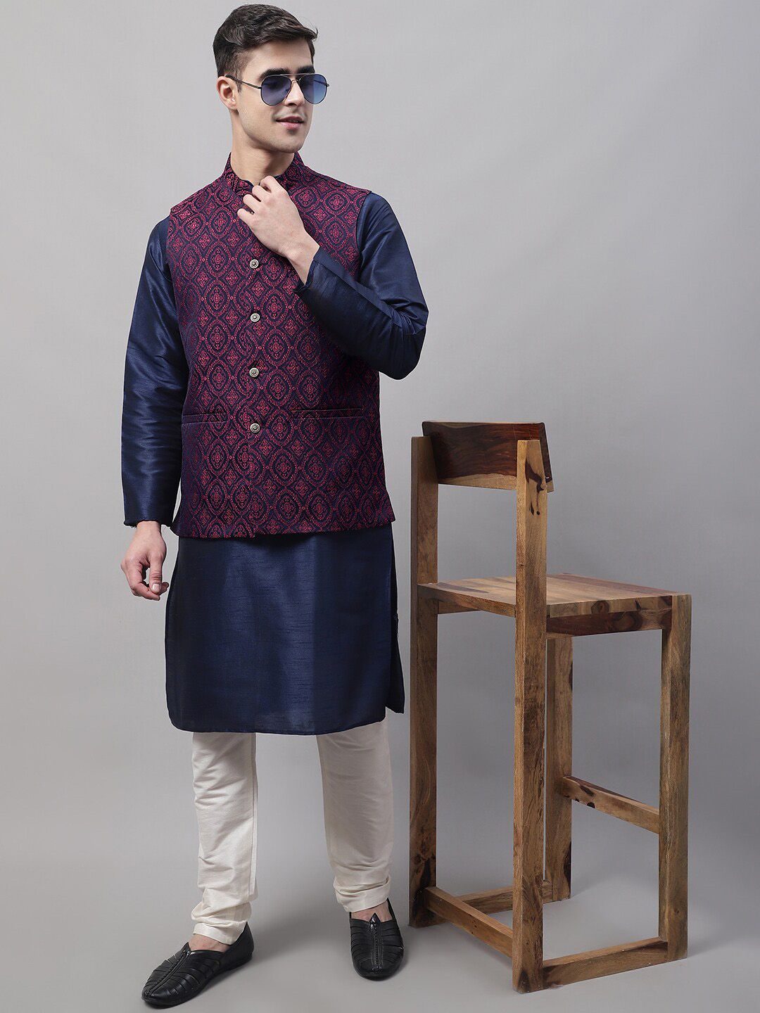 Jompers Men Woven Design Nehru Jacket