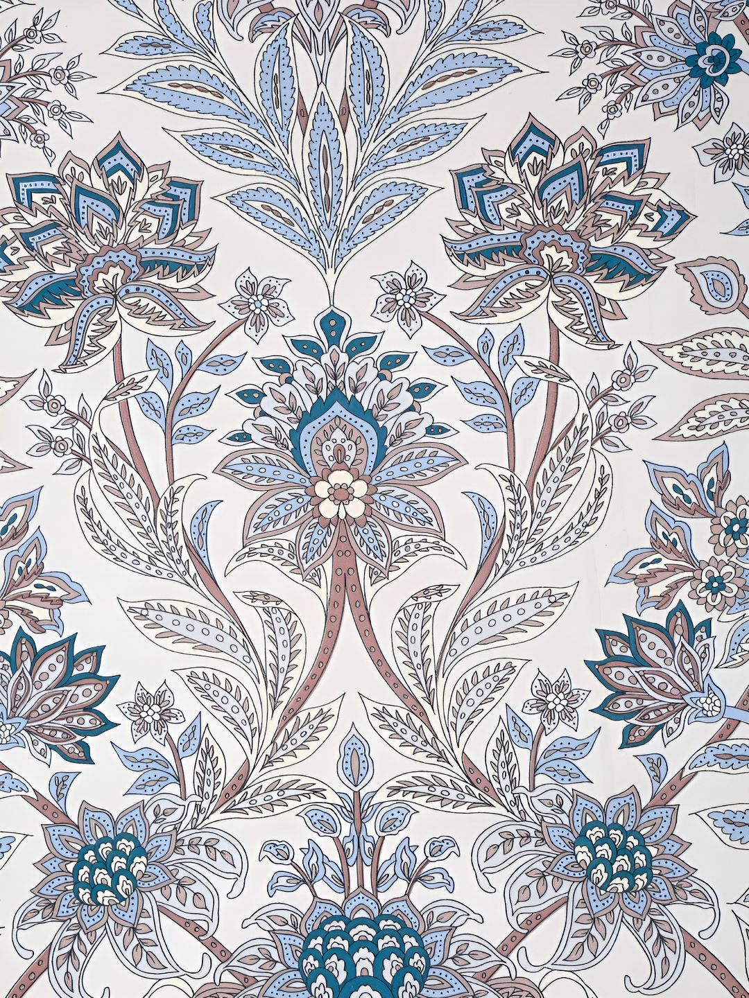 KLOTTHE Blue Floral Cotton 300 TC Fitted King Fine Bedsheet with 2 Pillow Covers-98 x 89 inches