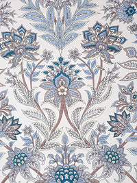KLOTTHE Blue Floral Cotton 300 TC Fitted King Fine Bedsheet with 2 Pillow Covers-98 x 89 inches