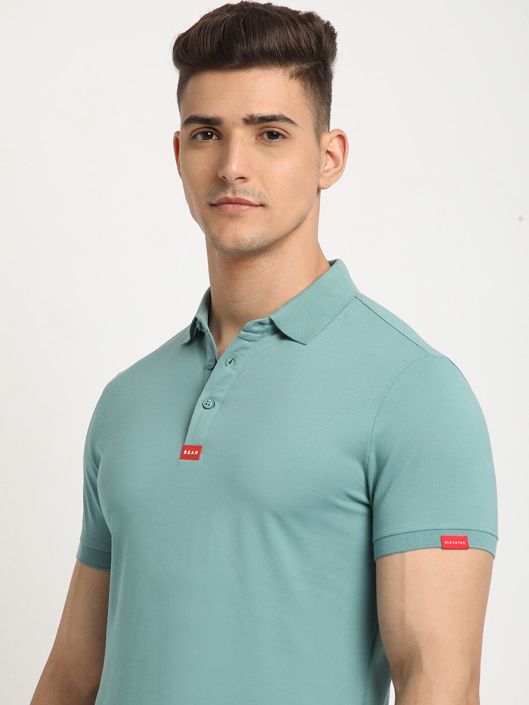 THE BEAR HOUSE Polo Collar Short Sleeves Slim Fit T-shirt
