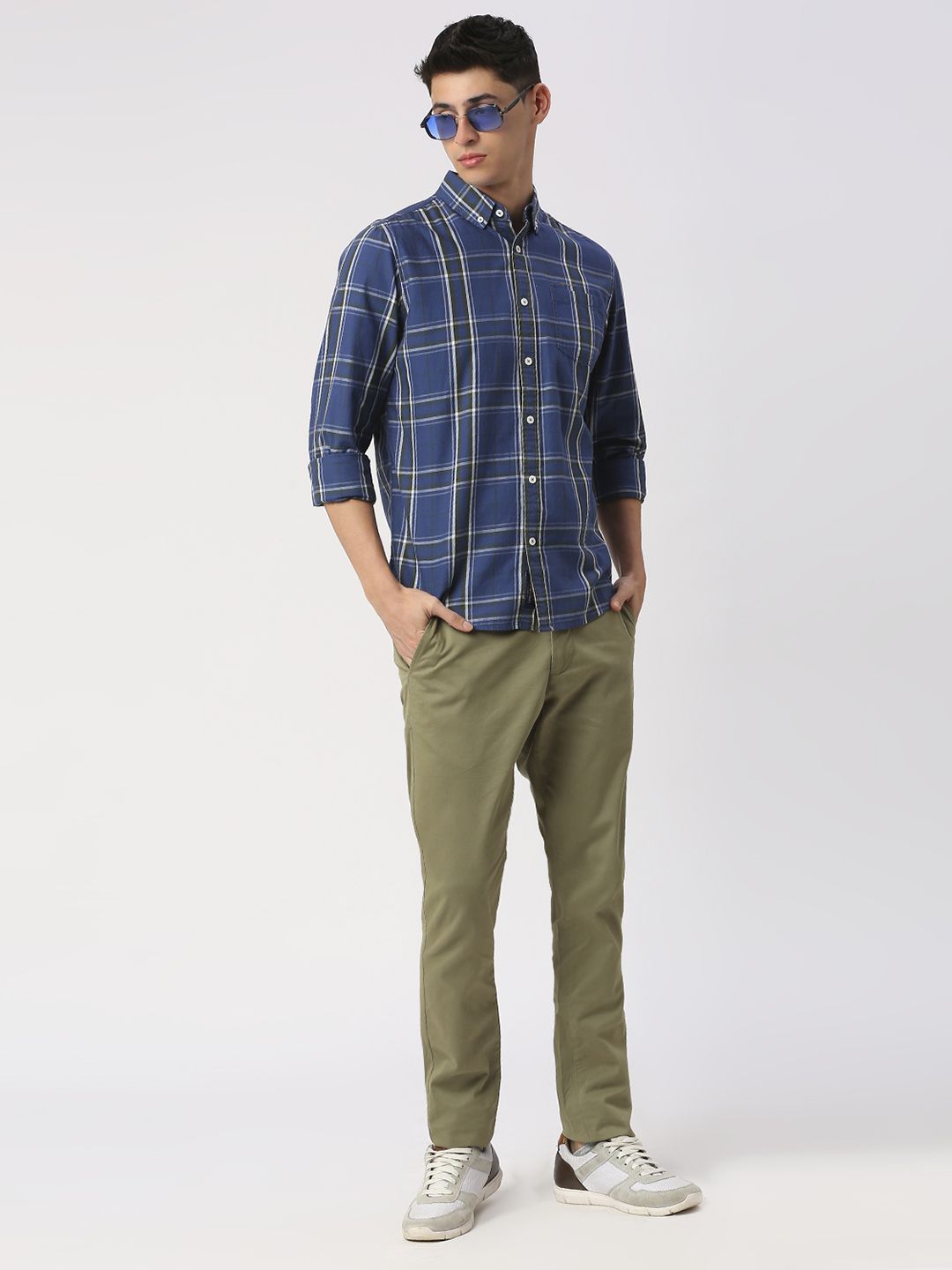 Being Human Men Slim Fit Button-Down Collar Opaque Checked Casual Shirt