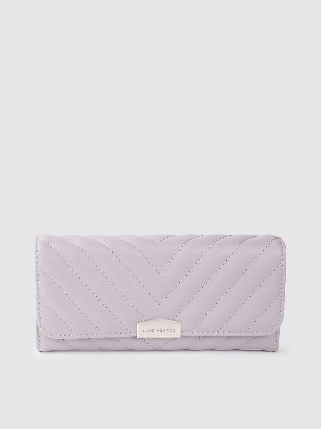 Lino Perros Women Geometric Textured Envelope Wallet with Quilted Detail