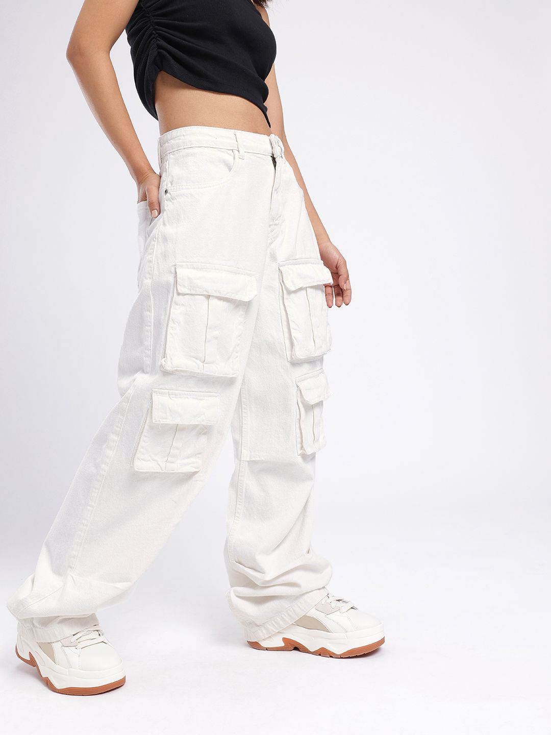 DressBerry Women Urban Cool Relaxed Fit Cargo Style Jeans