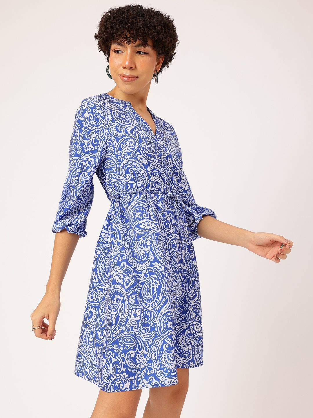 DressBerry Vintage Vibes Paisley Print Fit & Flare Dress