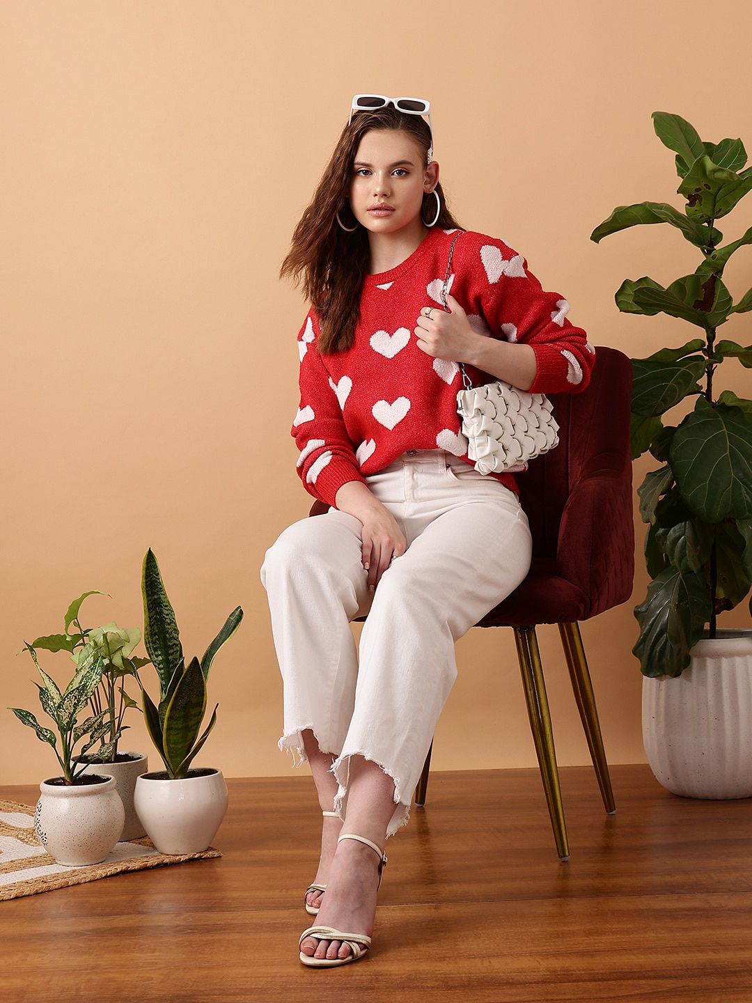 STREET 9 Conversational Printed Acrylic Pullover Sweater
