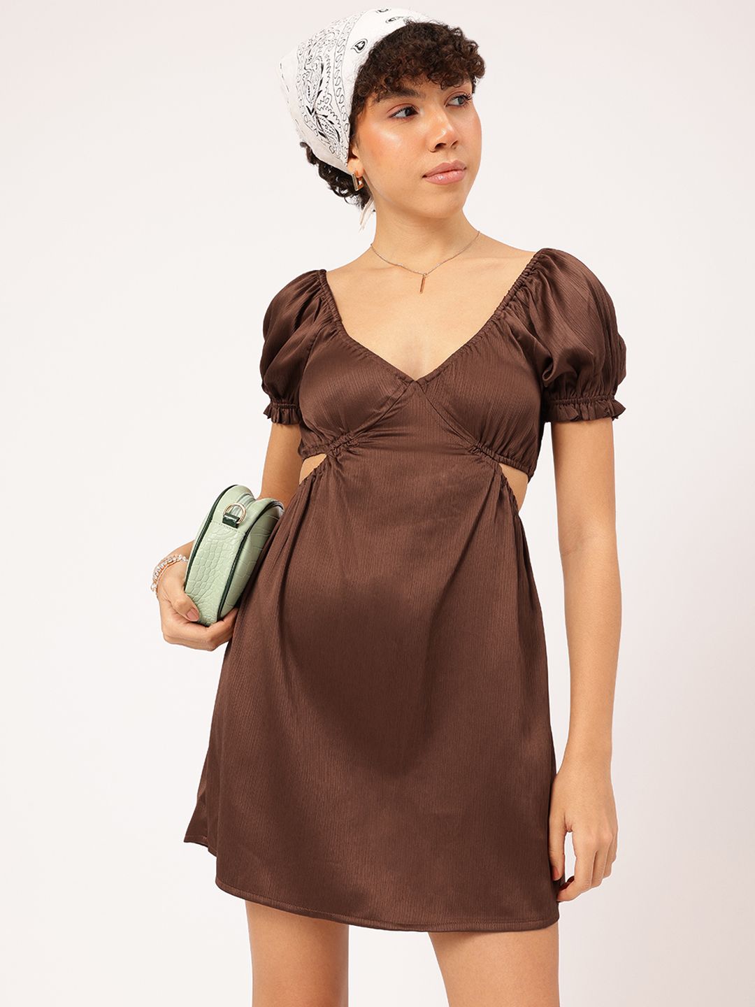 DressBerry Nostalgia Nights Cut-Out Sheen A-Line Mini Dress