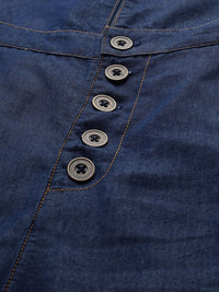 STREET 9 Women Blue Solid Denim Front Open Jumpsuit