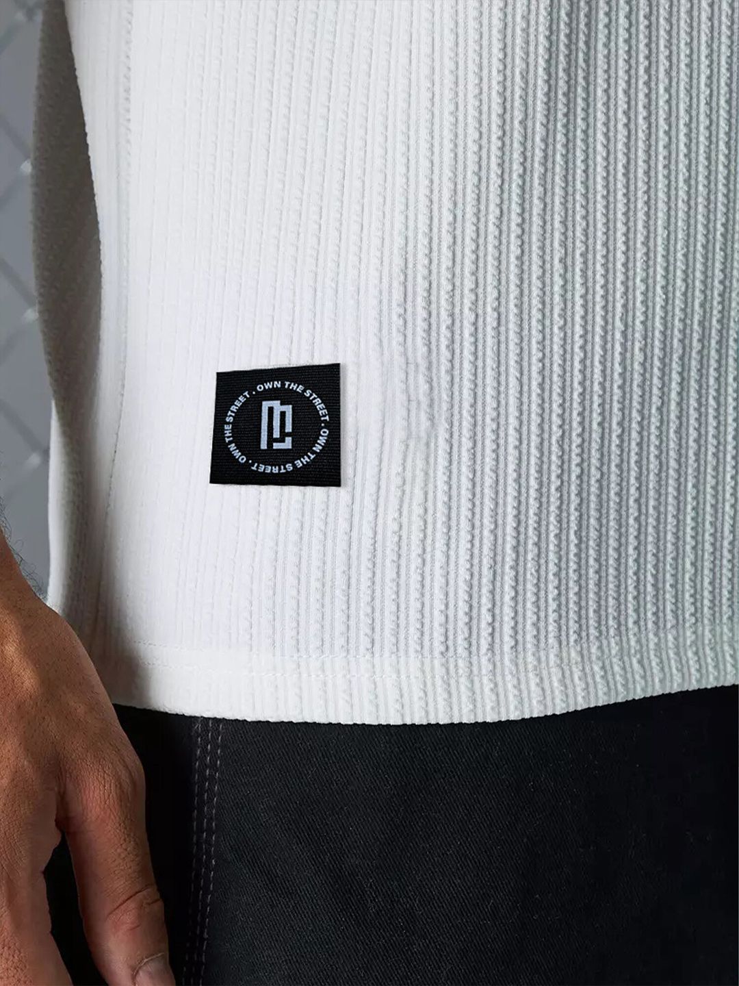 Maniac Striped Textured Cotton Regular Fit T-shirt