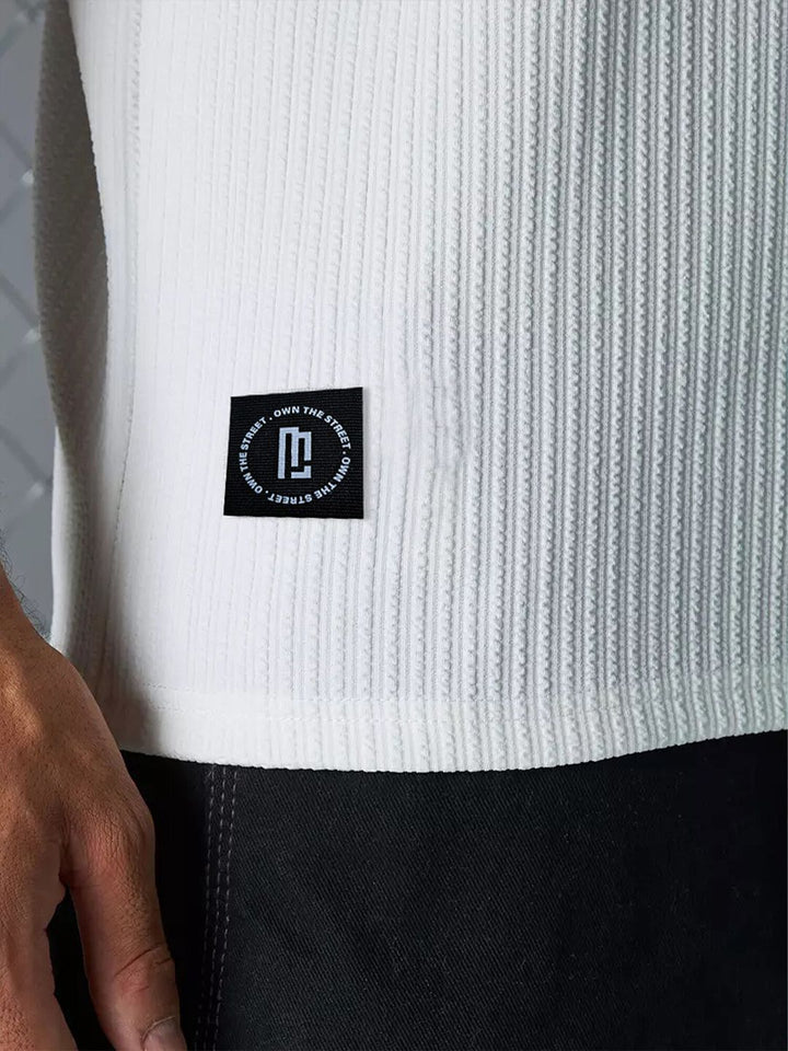Maniac Striped Textured Cotton Regular Fit T-shirt