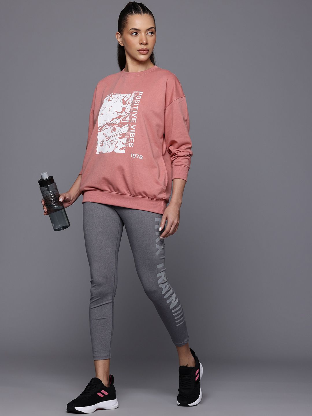 HRX by Hrithik Roshan Drop-shoulder Sleeves Printed Sweatshirt