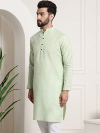 SOJANYA Men Green Dobby Kurta