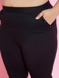 SASSAFRAS Curve Women Flared High-Rise Pocket Button Bell Bottom Trousers