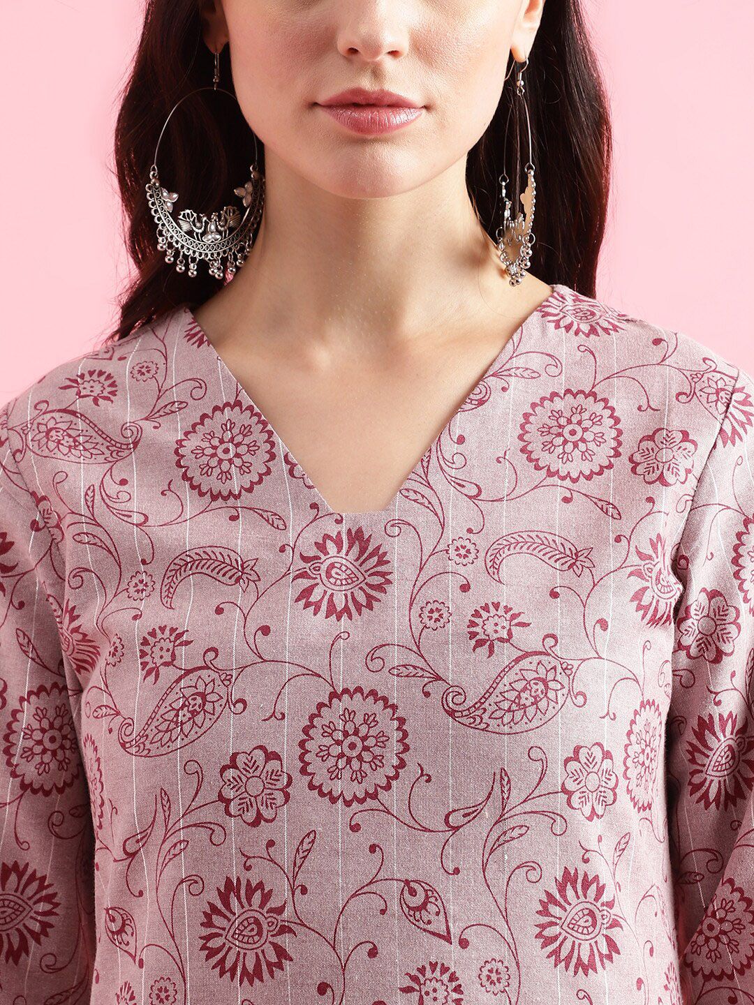 KALINI Floral Printed Regular Straight Kurta With Trousers & Dupatta