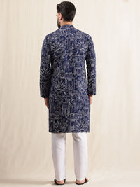 SOJANYA Lelaki Motif Etnik Bercetak Kurta Lurus Perayaan