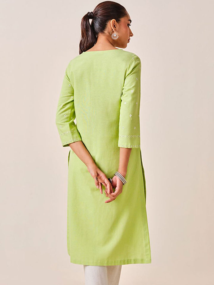 Global Desi Ethnic Motifs Embroidered Straight Kurta