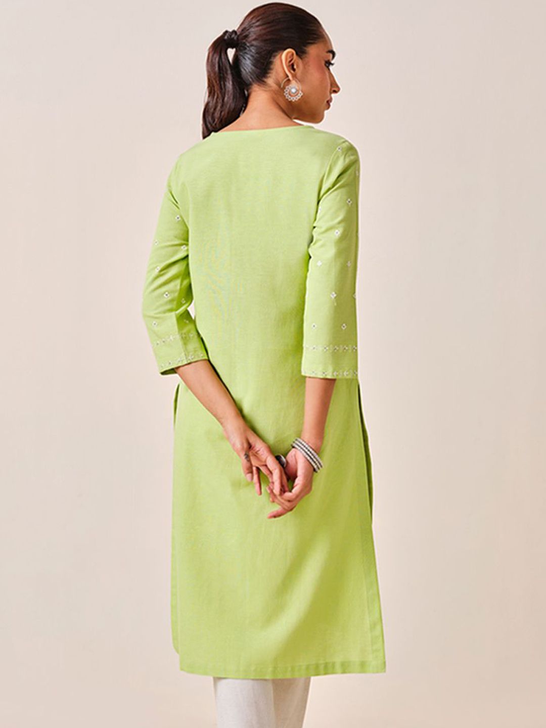 Global Desi Ethnic Motifs Embroidered Straight Kurta