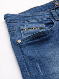 The Indian Garage Co Men Navy Blue Slim Straight Fit Light Fade Stretchable Jeans