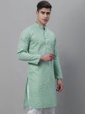 SOJANYA Men Geometric Printed Cotton Linen Kurta