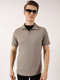 Thomas Scott Men Self Design Polo Collar Oversized T-shirt