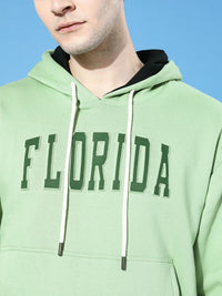 DILLINGER Men Typography Oversized Hooded Fleece Sweatshirt