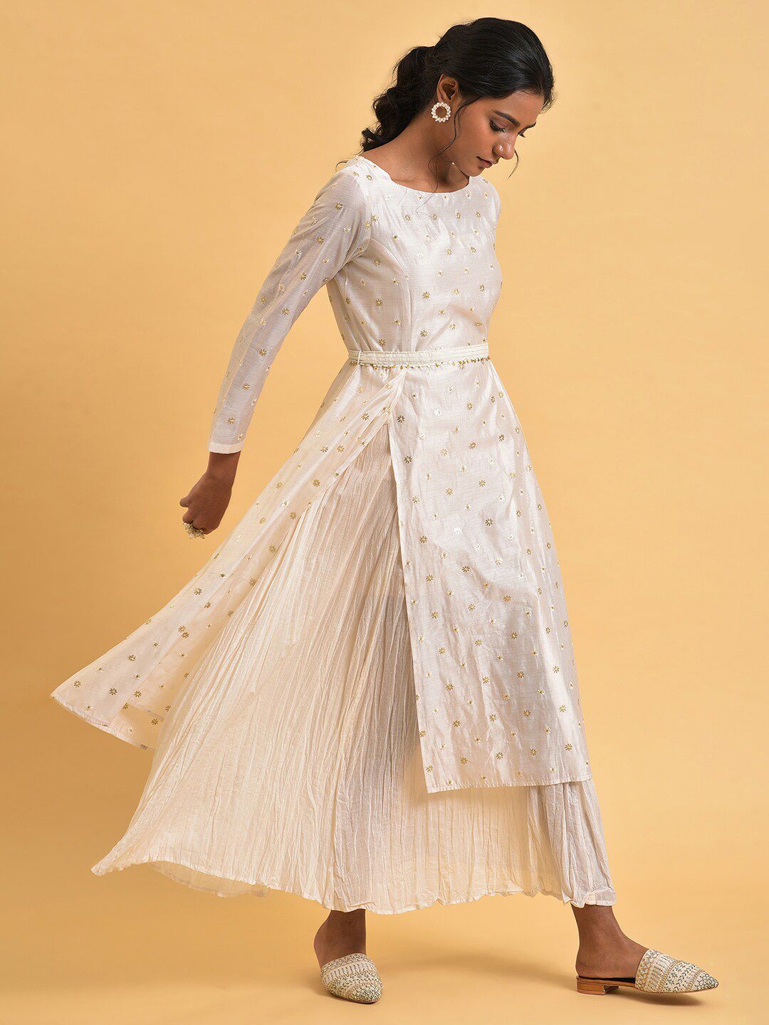 W Floral Embroidered Ethnic A-Line Maxi Dress