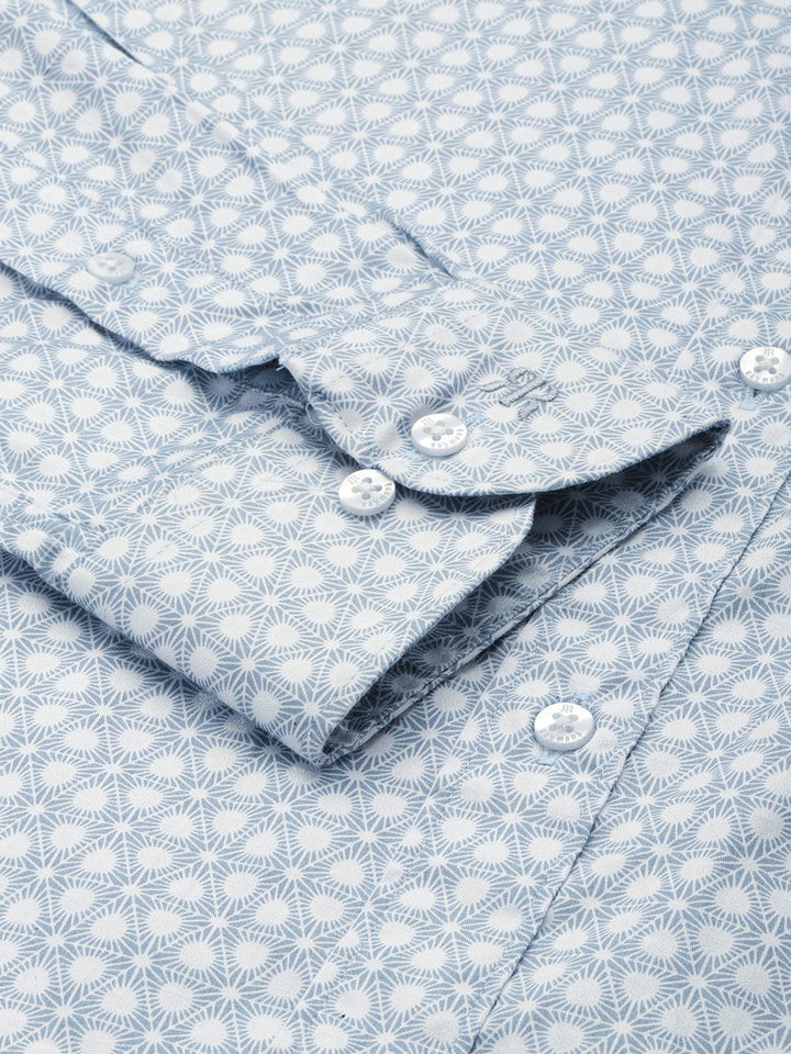 Raymond Pure Cotton Slim Fit Geometric Printed Formal Shirt