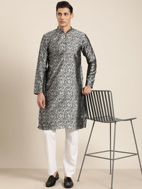 SOJANYA Men Grey Geometric Kurta