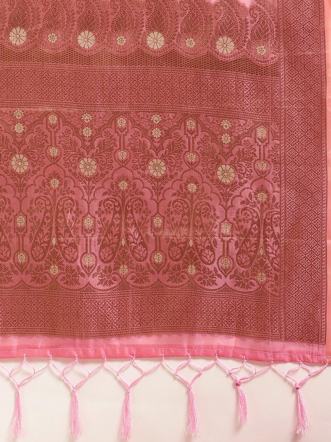 Saree mall Pink Paisley Silk Blend Banarasi Saree