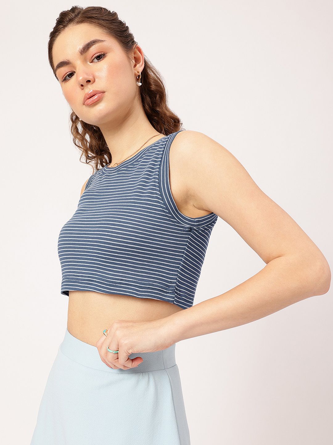 DressBerry Statement Stripes Urban Crop Chic Top