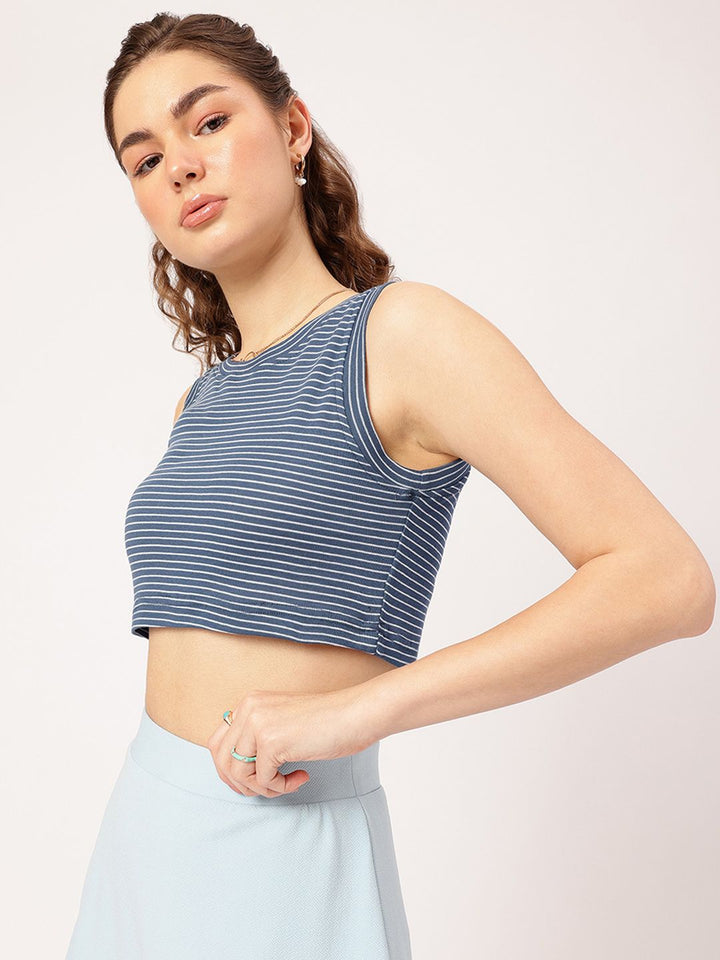 DressBerry Statement Stripes Urban Crop Chic Top