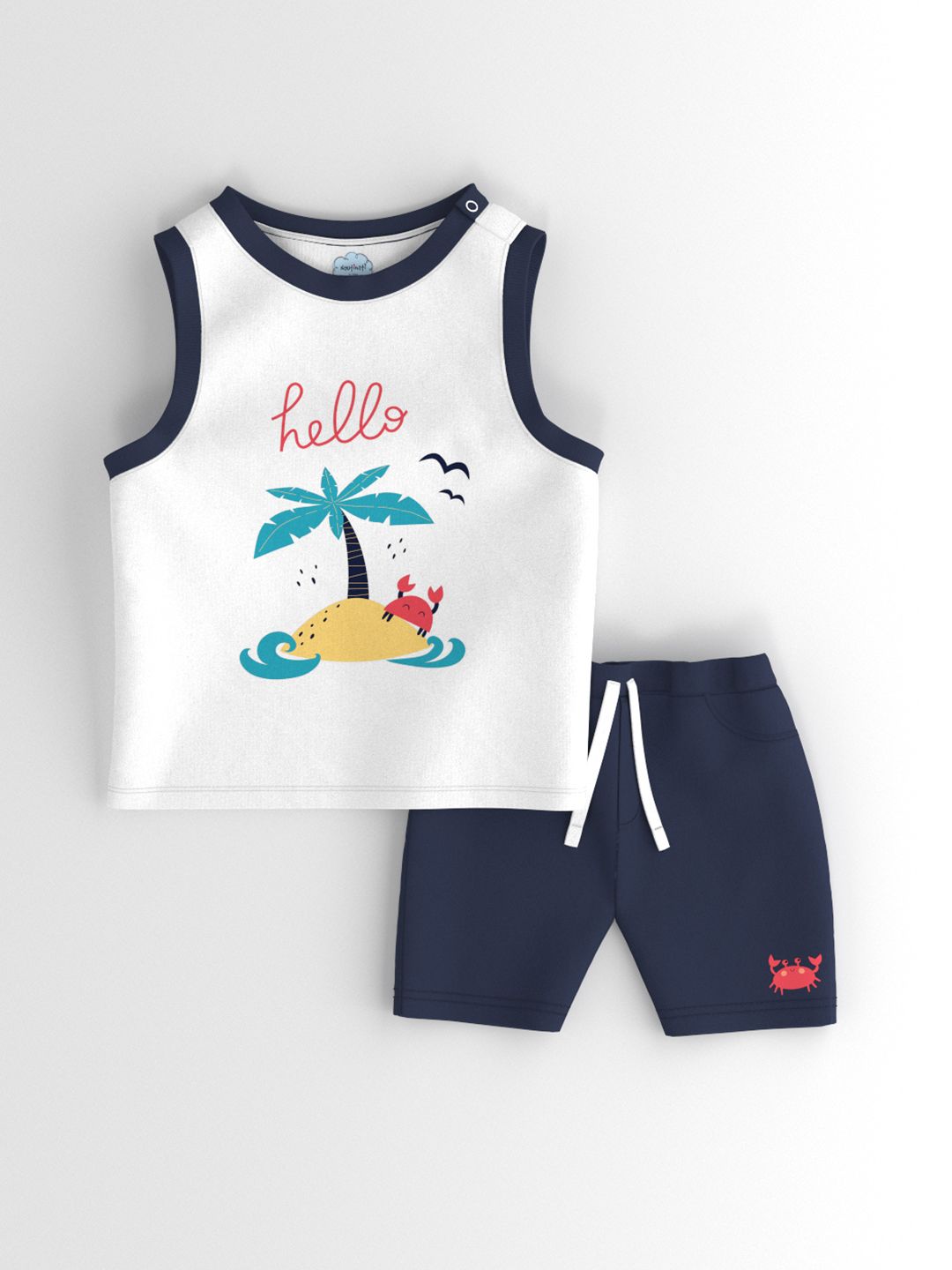 Nauti Nati Boys Graphic Printed Sleeveless Pure Cotton T-shirt With Shorts