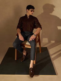 DENNISON Men Smart Tapered Fit Easy Wash Formal Trousers