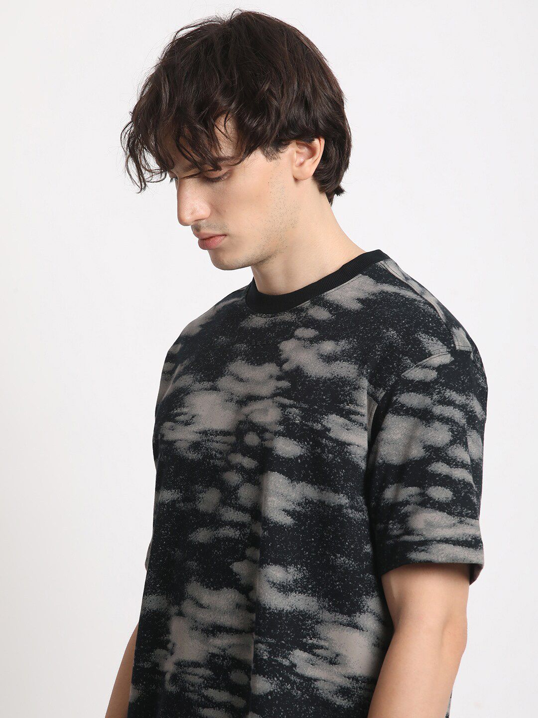 THE BEAR HOUSE Abstract Printed Round Neck Oversized Cotton T-shirt