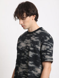 THE BEAR HOUSE Abstract Printed Round Neck Oversized Cotton T-shirt