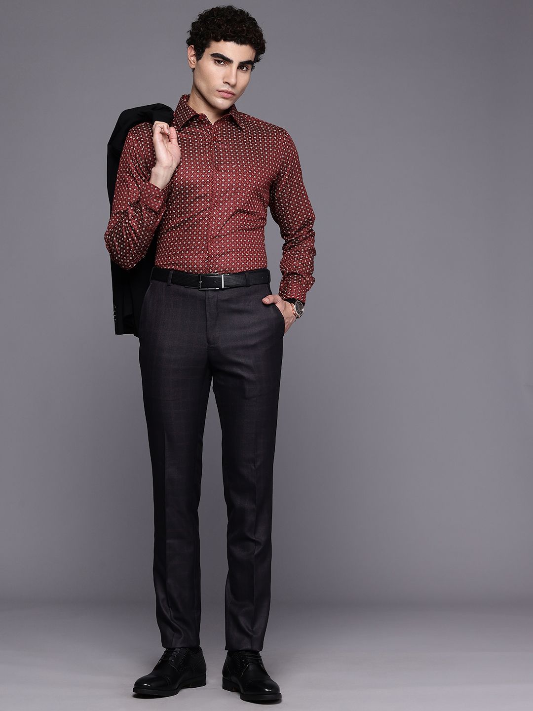 Raymond Pure Cotton Slim Fit Floral Printed Formal Shirt