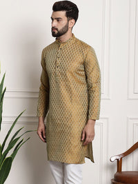SOJANYA Woven Design Mandarin Collar Silk Cotton Kurta