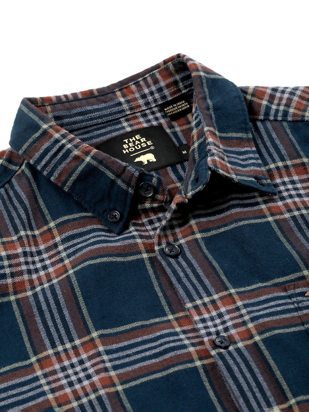 THE BEAR HOUSE Slim Fit Tartan Checks Pure Cotton Casual Shirt