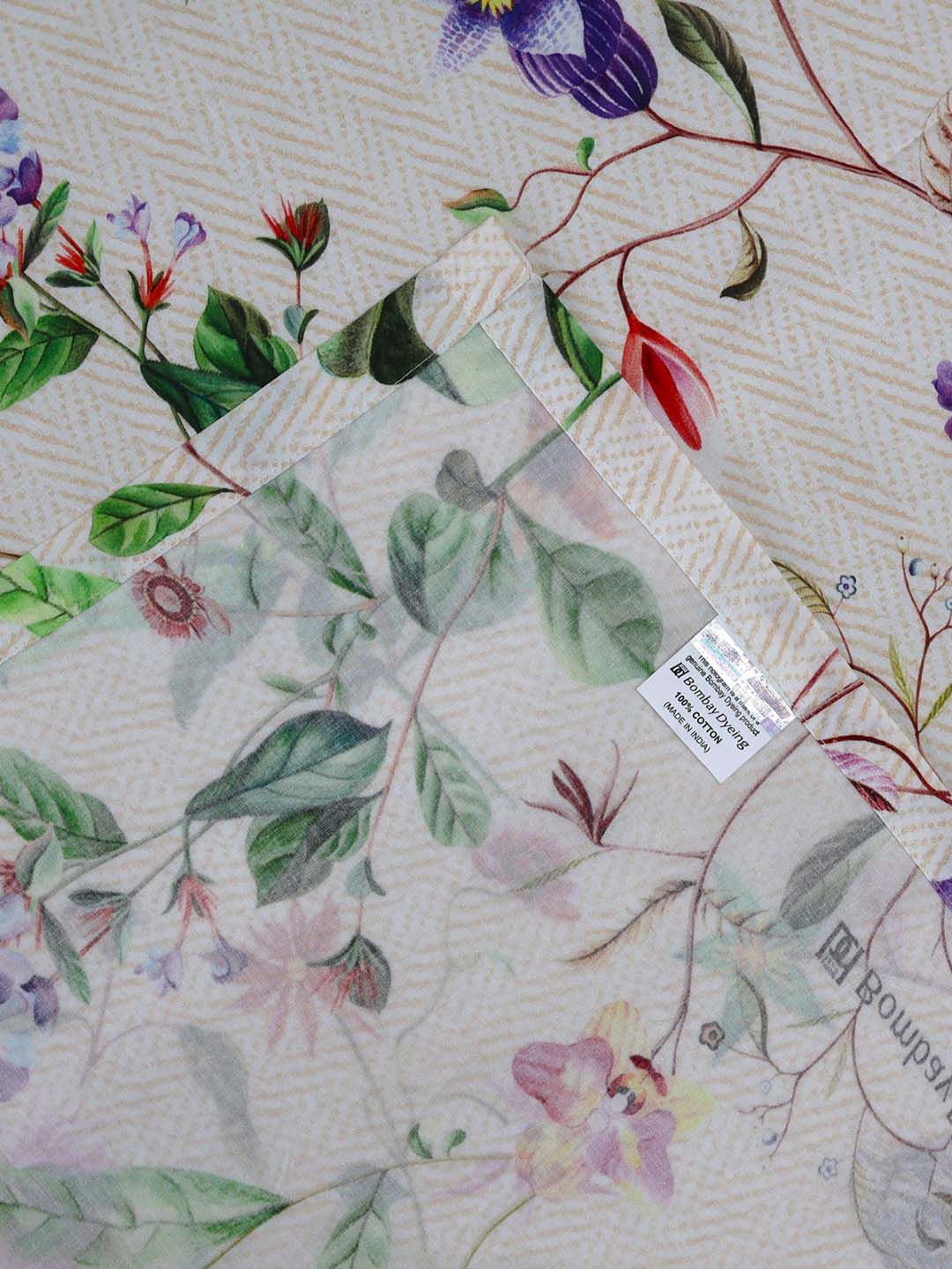 BOMBAY DYEING Blooming Muse Purple Floral Cotton 144 TC King Bedsheet Set 2.74 x 2.74 m