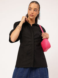 DressBerry Elegant Affair Pleated Semi-Elasticated Back Longline Shirt