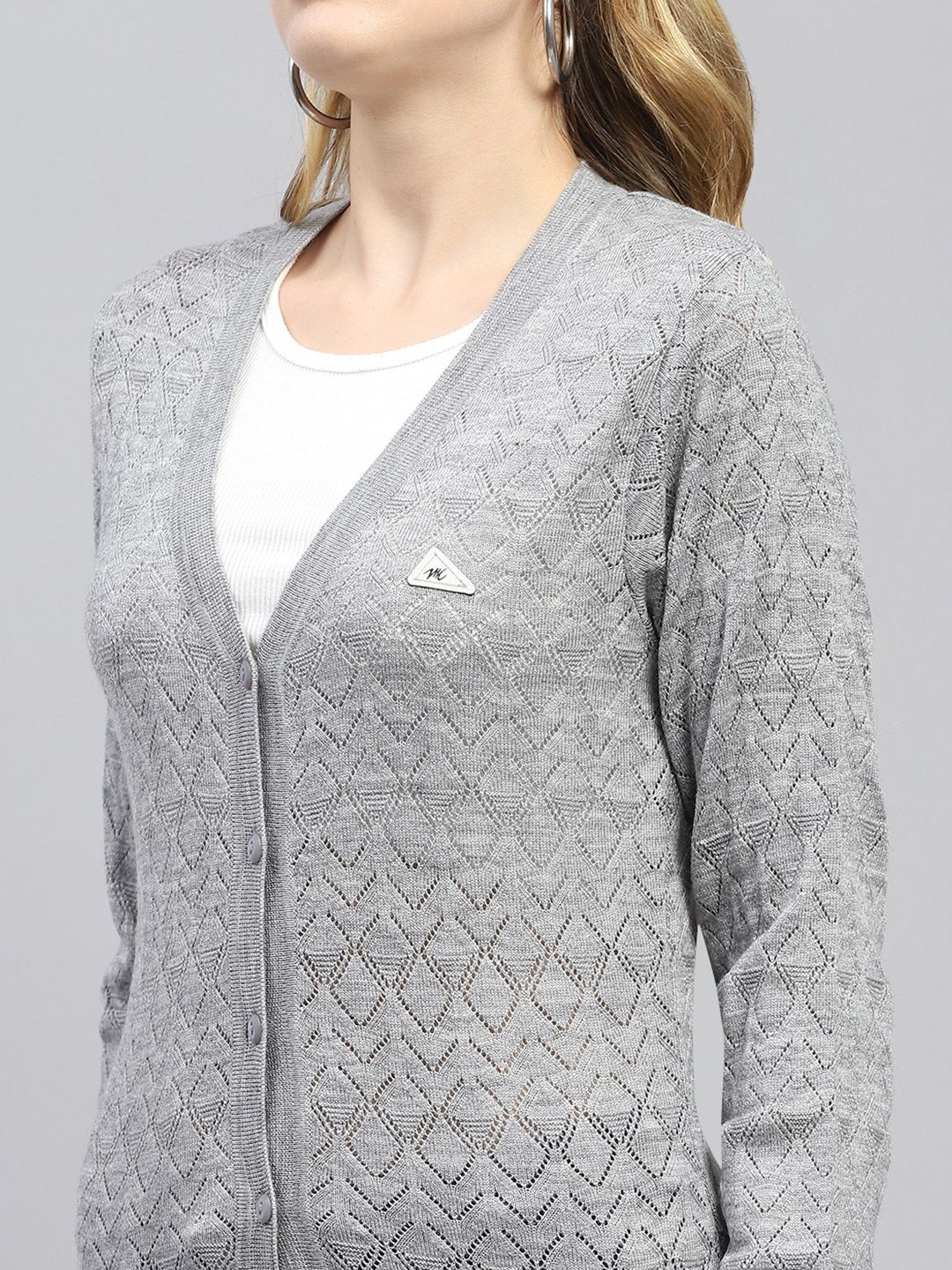 Monte Carlo V-Neck Self Design Cardigan Sweater